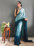 Satrani Women'S Chinon Chiffon Printed & Ready To Wear Saree With Unstitched Blouse Piece (3371S334Na_Light Blue3)