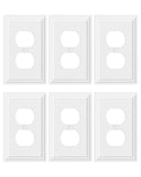 TREEWELL 6-Pack Duplex Outlet Cover, Natural Bamboo Fiber Switch Plates and Outlet Covers, White Decorative Wall Plates for Elec