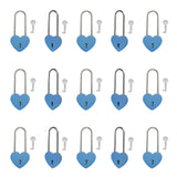 Gradleen 15PCS Single Heart Lock with Key 3.5 Inches,50mm Love Padlock Rubber Painting Blue Metal Love Lock for Lovelock Bridge,