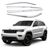 Autoclover Tape-On Rain Guards Window Visors 6 Pcs Set For Jeep Grand Cherokee 2014 2015 2016 2017 2018 2019 2020 2021 / Window Deflectors Out-Channel Vent Shades (Chrome) -Like New