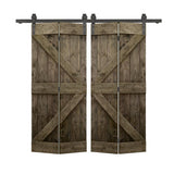 40 in. x 84 in. K Series Espresso Stained DIY Wood Double Bi-Fold Barn Doors with Sliding Hardware Kit