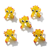 LiQunSweet 5 Pcs Lampwork Glass Loose Cuttlefish Beads 3D Ocean Yellow Octopus Beads for Bracelet Necklace Earrings Jewelry Maki
