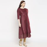 Anni Designer Women'S Rayon Anarkali Kurta With Pant & Dupatta (Kumt Maroon_Gsk_S_Maroon_Small),Maroon,S,Rayon,Anarkali,Dupatta