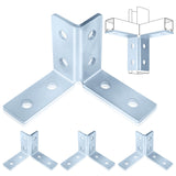 Shimeyao 4 Pcs 8 Hole Double Corner Channel Wing Fitting, Galvanized Steel Wing Shape 90 Degree Fitting Bracket Fit for 1/2 Bolt
