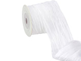 White Wrinkled Wired Satin Ribbons 2inch 10 Yards Wide Silk-Like Crinkled Woven Ribbons Gift Wrapping Pleated Trim Ribbon for Cr