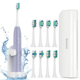 Fronix Electric Toothbrush for Adults with 8 Brush Heads, Sonic Toothbrush Rechargeable with a Holder & Travel Case, 2.5 Hours C