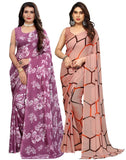 Satrani Womens Pure Georgette Saree (2024S566N_3112S2154N_Mauve Purple | Light Brown)