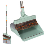 Paktidy Broom and Dustpan Set with Adjustable Handle, Upright Design, Builtin Comb Teeth, Mint Green, for Home Office Hardwood