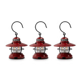 Barebones Edison Mini Lantern - 3 Packs Red, Vintage LED Camping Lantern with Adjustable Brightness - Compact Weatherproof Outdo