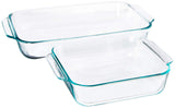 Pyrex 2Piece Basics Value Pack1-Basics 8/2 Dish1-Basics 3 Quart Oblong Bake Dish, 2.2, Clear