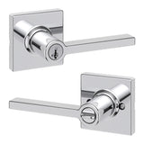 Kwikset Casey Entry Door Handle with Lock and Key, Secure Keyed Reversible Lever Exterior, Doorlock, For Front Entrance and Bedr
