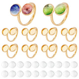 Unicraftale About 30Pcs 18K Gold Plated Blank Finger Ring Base Tray 8Mm Adjustable Open Cuff Ring Setting Glass Cabochon Base 30