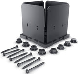 Ozco Ironwood 8x8 Post Base Kit, Includes 1 Post Base Plate, 4 Decorative Plates, 4 Hex Cap Nuts, OWT Timber Screws, Galvanized