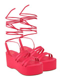 Shoetopia Retro Style Pink Platform Heels For Women & Girls /Uk3,Pink,3,B0BV6XZP1K