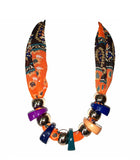 Devin La Chiffon Long Bead Necklace Stole | Elegant Orange Fashion Accessory For Women