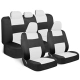 BDK PolyPro Car Seat Covers Full Set in White/Black - Front and Rear Split Bench Seat Protectors, Easy to Install, Interior Cove