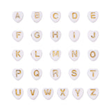 Cheriswelry 1000Pcs 7mm White Heart Acrylic Alphabet Beads Disc Coin Pony A-Z Letter Beads Letter Loose Spacer Beads for DIY Nec