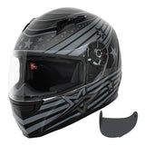 VCAN VX Lightweight Full Face Motorcycle Street Bike Helmet with Extra Tinted Visor DOT Approved (Matte Black Galaxy, X-Large)