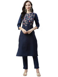 ZIYAA Women's Rayon Salwar Suit Set (ZIKURY3509ANDPA-XXL_Navy Blue_2XL)