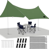 Camping Tarp with Poles - AYAMAYA Large Size 10x15 FT Tent Tarps - Waterproof Hammock Awnings Canopy Rain Fly Picnic Mat Surviva