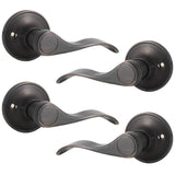 Gobrico Pack of 2 Wave Dummy Door Levers Oil Rubbed Bronze Interior Door Handles (1 Left-Handed and 1 Right-Handed Door Levers),