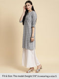 Rangita Light Grey Cotton Knee Length Printed Straight Kurti For Women | Kurta For Women_M Light Grey M 626637741592G