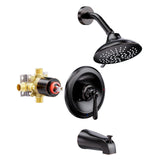Shower Tub Faucet Set Bronze: ARCORA Bathtub Faucet Set with 6-Inch Rain Showerhead and Tub Spout, Oil Rubbed Bronze Bathtub and