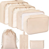 Feinerman 7 Piece Travel Packing Cube Set For Clothes, Shoes, Toiletries, And Cosmetics With Laundry Bag And Makeup Organizers,