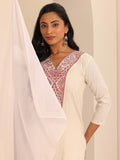 Libas Women'S Cotton Blend Printed Straight Kurtas (98250 Off White Off White M