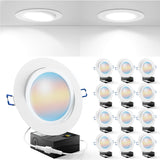 Sunco 12 Pack Adjustable Recessed Lighting LED, Gimbal Lights 6 Inch Directional Eyeball Canless, Selectable CCT 2700K/3000K/400