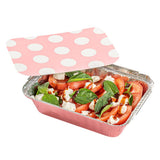 Restaurantware-16 Ounce Disposable Takeout Containers, 50 Rectangle Food Containers - With Polka Dot Lids, Pink Takeaway Contain
