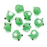 FASHEWELRY 10Pcs Handmade Lampwork Animals Beads Cute Green Frog Beads 3D Animal Glass Bead for Bracelet Earring Necklace Jewelr