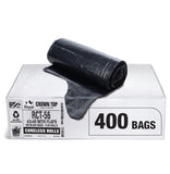 Aluf Plastics RCT-56 Star Sealed Coreless Rolls with E-Z Tie Flap Closure, 56 gal, Polyethylene, 43 x 46, Black (Pack of 400)