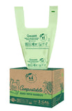 UNNI Compostable T-Shirt Bags with Handle-Tie, 3 Gallon, 11.35 Liter, 100 Count, 0.68 Mil, Small Kitchen Food Scrap Waste Bags,