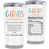 KLUBI Chaos Coordinator Gifts for Women - Teacher Appreciation Gift for Mothers Day, Nurses Week Promotion - 20oz White Tumbler