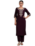 Libas Womens Yoke Design Viscose Straight Kurta With Palazzos