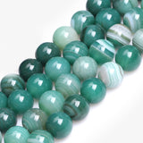 GEM-Inside Green Banded Agate Gemstone Loose Beads Natural Energy Power Beads for Jewelry Making 12mm Round 15 Inches