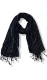 Women And GirlS Fancy Viscose Lurex Scarf, Stoles (Black) For Female