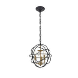 Living District Wallace 3-Light Metal Pendant In Matte Black/Brass/Clear