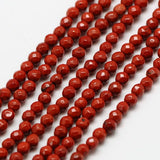 LiQunSweet 130 Pcs 3mm Natural Red Jasper Bead Strands Faceted Round Small Loose Crystal Gemstone Bead Spacer for Jewelry Neckla