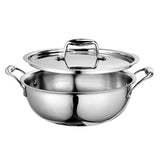 Signoraware Artista Triply Shallow Kadhai Stainless Steel with Steel Lid, 20cm, 1600ml Capacity, Silver, Induction and Gas Compa