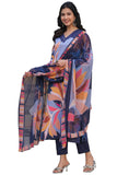 Anni Designer Women'S Cotton Blend Straight Printed Kurta With Pant & Dupatta (Khissu Navy Blue_M_Navy Blue_Medium),Navy Blue,M