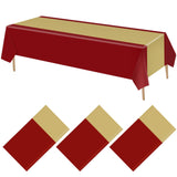 VitalCozy 3 Pack Disposable Plastic Tablecloth Plastic Table Runner Rectangle Table Covers for Graduation Wedding Birthday Party