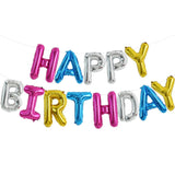TONIFUL 16 Inch Mylar Letters Birthday Sign Banner Balloon,Happy Birthday Balloons Banner with Ribbon Straw Bunting Reusable for