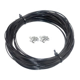 DGOL Soft Black Vinyl Coated 100 ft 304 Stainless Steel Cable Wire Rope 5/128 inch (1 mm) Core Diameter 1/32 inch with 20pcs Sle