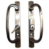 8.5 Legacy Sliding Patio Glass Door Offset Latch Antique Brass Handle Set with Keys - Sash Controls 2265 Keyed Lock - Fits 3-15/