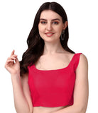 Pujia Mills Women's Silk Sleeveless Readymade Blouse (Sando_Red_36 Alterable)