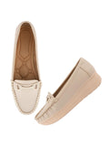 Shoetopai Women'S Cream Comfort Loafers Soft Faux Leather Slip-On Shoes With Cushioned Sole Casual Footwear Eu38,Cream,5,B0DFVHYB1Z
