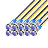 Gebildet 10pcs 6mm LED Metal Indicator Light 110V-220VAC Waterproof Signal Lamp (Blue)