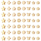 PH PandaHall 14K Gold Beads Spacers, 80pcs Flower Spacer Beads Metal Star Crown Cross Charm Long-Lasting Loose Beads for Necklac